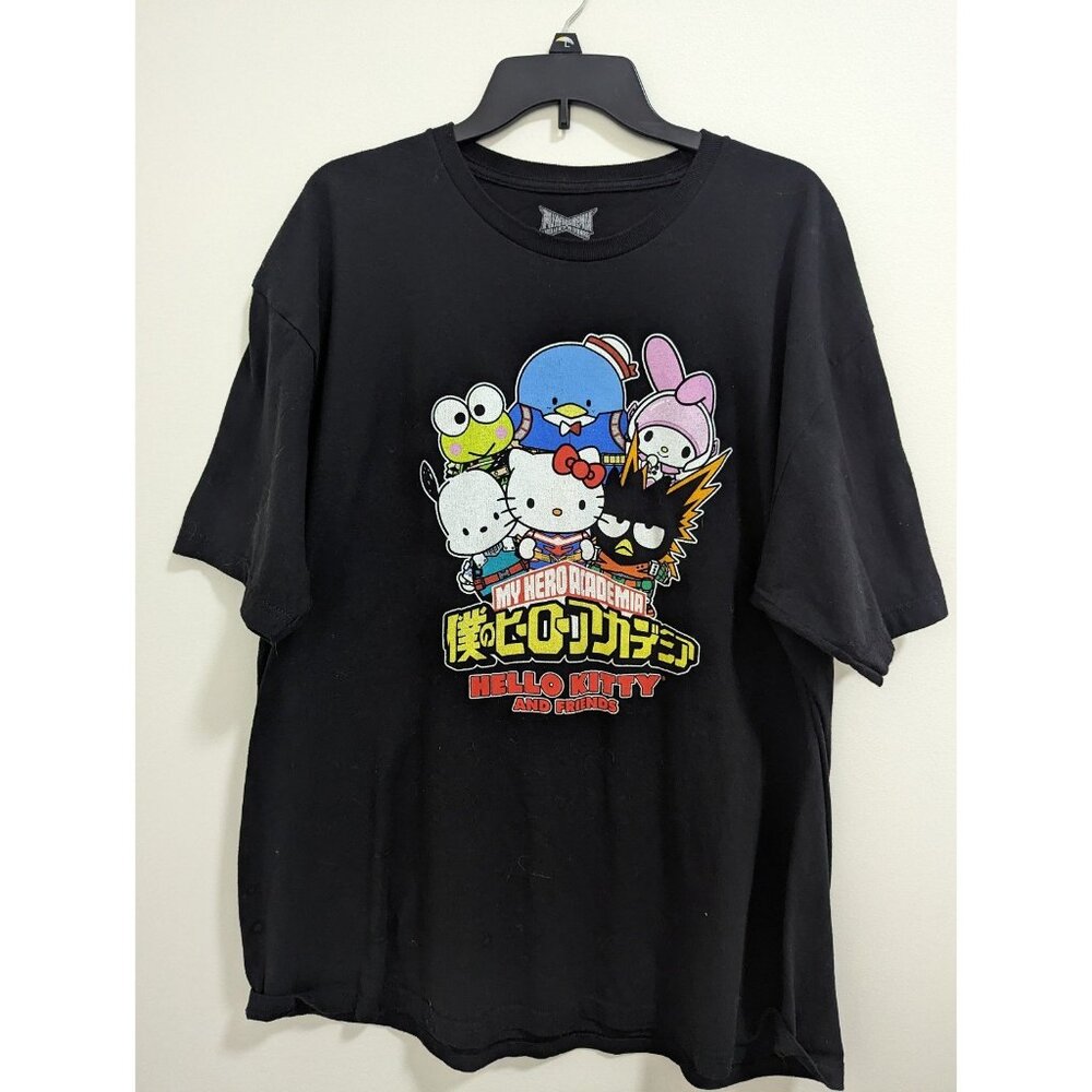 My Hero Academia Shirt Adult 2XL Black Hello Kitty Sanrio Graphic Short Sleeve
